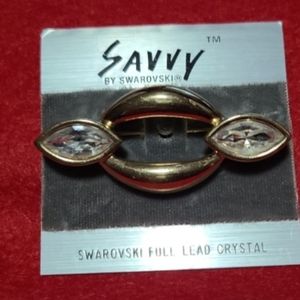 NEW festive Vintage SAVVY by Swarovski pin